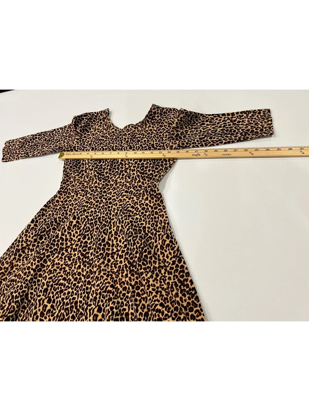 Old Navy Kid Girls Leopard Print Cotton Fit & Flare 3/4 Sleeve Dress Size 10/12